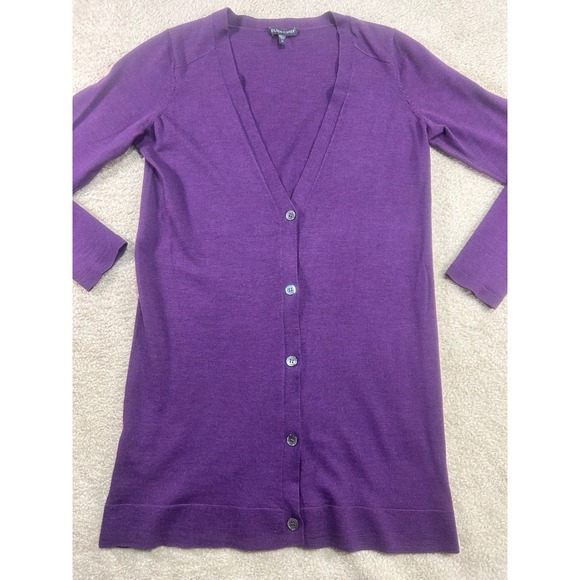 Eileen Fisher Purple Merino Wool V Neck Button Front‎ Cardigan Sweater XS - Picture 2 of 11